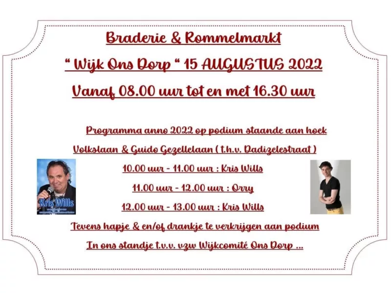 15 augustus opnieuw braderie op Ons Dorp